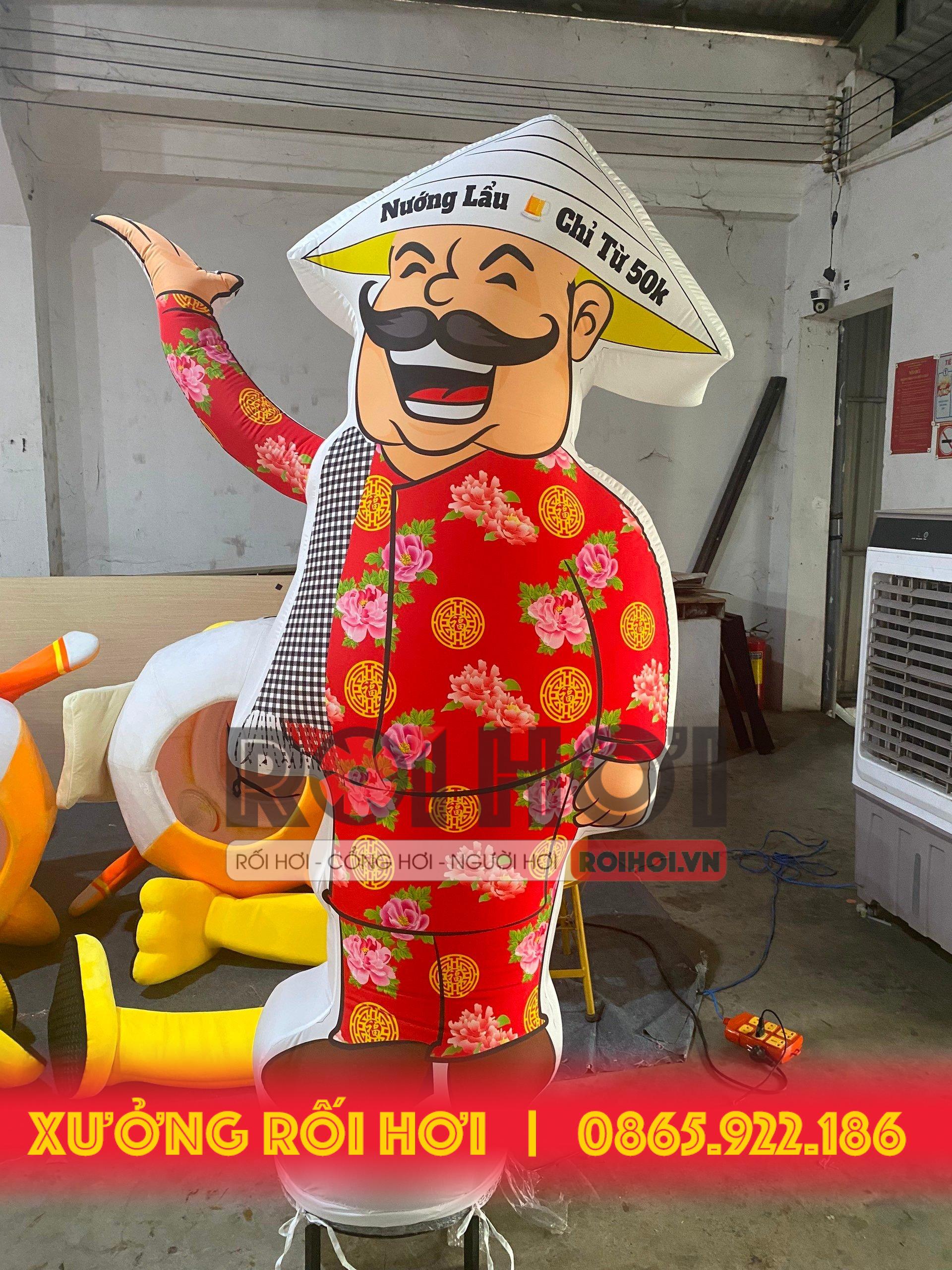 Rối hơi đầu bếp quán nướng - Rối hơi vẫy tay- Trưng bày